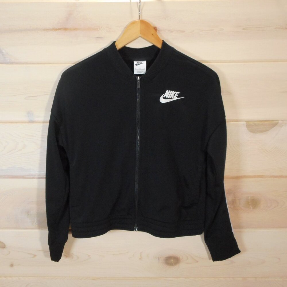 Nike Youth Size XL Track Jacket Full Zip Black Embroidered Logo